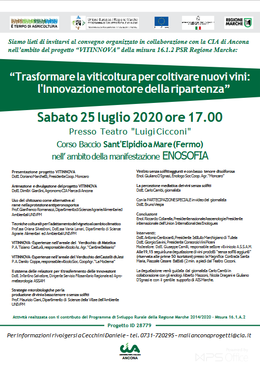 25/07/2020: Convegno "Trasformare la viticoltura per coltivare nuovi vini: l'Innovazione motore della ripartenza"