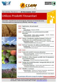 30/11/2018: Incontro tecnico “Utilizzo Prodotti Fitosanitari - Impatti, Rischi ed Uso Sostenibile”