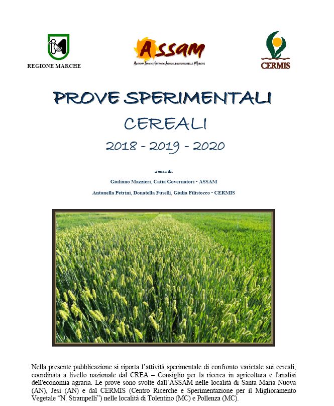Prove sperimentali cereali 2018-2020